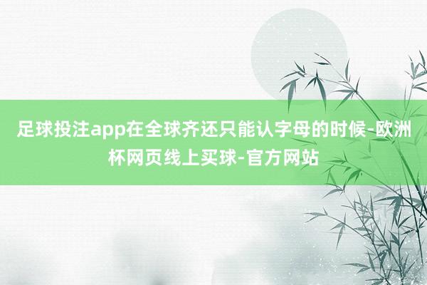 足球投注app在全球齐还只能认字母的时候-欧洲杯网页线上买球-官方网站