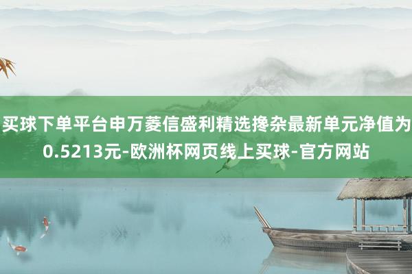 买球下单平台申万菱信盛利精选搀杂最新单元净值为0.5213元-欧洲杯网页线上买球-官方网站