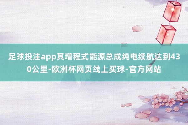 足球投注app其增程式能源总成纯电续航达到430公里-欧洲杯网页线上买球-官方网站