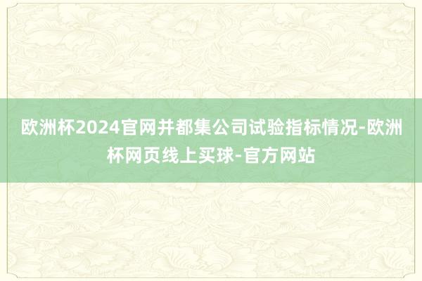 欧洲杯2024官网并都集公司试验指标情况-欧洲杯网页线上买球-官方网站