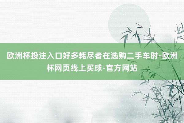 欧洲杯投注入口好多耗尽者在选购二手车时-欧洲杯网页线上买球-官方网站