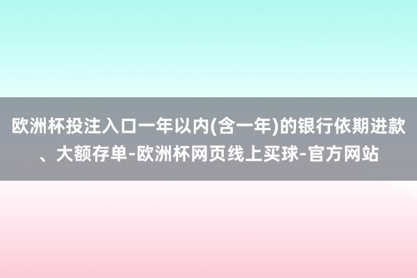 欧洲杯投注入口一年以内(含一年)的银行依期进款、大额存单-欧洲杯网页线上买球-官方网站